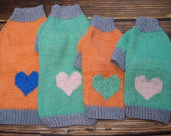 Hand-Knitted Dog Sweater with Paw Print – 2 Colors, Size S,M Leash Hole Included, handmade