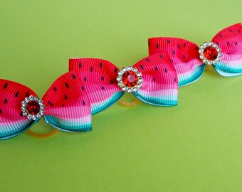 Watermelon Dog Bow: Pet Hair Accessory with Jewel