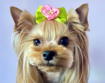 Pink Ribbon Dog Bow: Holiday Pet Hair Accessory