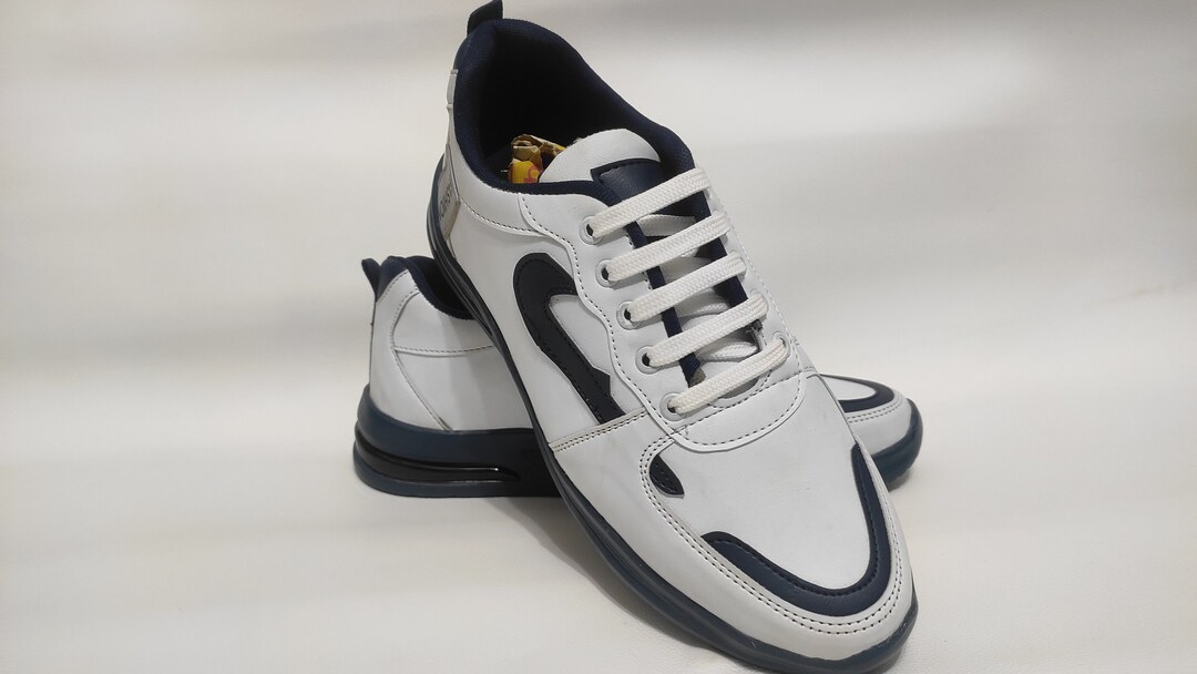 Mens White and Blue Shoes White and Blue Sneakers or Men's Casual Shoes