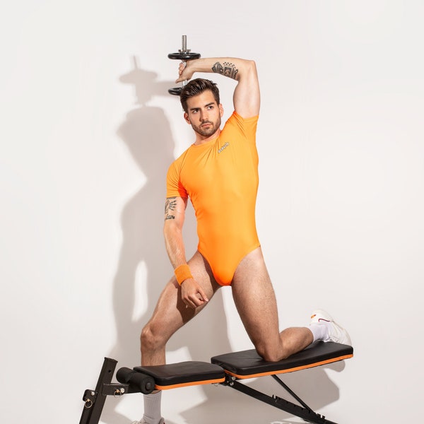 Men Orange Bodysuit - Bodyclo Bodywear