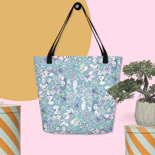 Grand tote bag fleuri