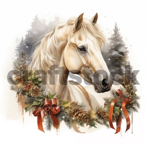20 Christmas Horse Watercolor, High Quality Jpgs, Digital Downloads ...