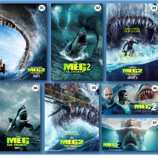 The Meg2 - The Trench, 2023 BoxOffice Hit movie - Jason Statham Movie, Poster and high Quality Digital Download, Blockbuster Movie Posters
