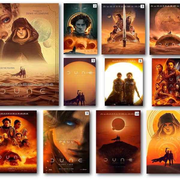 Dune Part Two - Filmplakat, beliebte Filmplakate aus dem Jahr 2024 und hochwertige digitale Download-Datei mit dem Filmplakat von Timothee Chalamet in der Hauptrolle