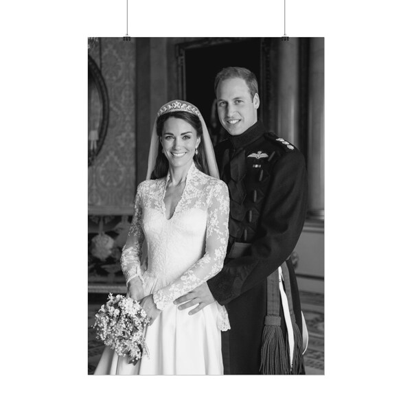 Prince William and Princess Kate of Wales Unseen Wedding Photo - Released for their 13th Wedding Anniversary  -29 April 2024 -Poster, Canvas