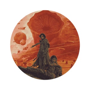 Dune 2 Bottleneck Painting Design Round Rug -Dune Part Two 2024 Movie Theme Style Rug -Beautiful Home Decor Rug - Timothee Chalamet, Zendaya