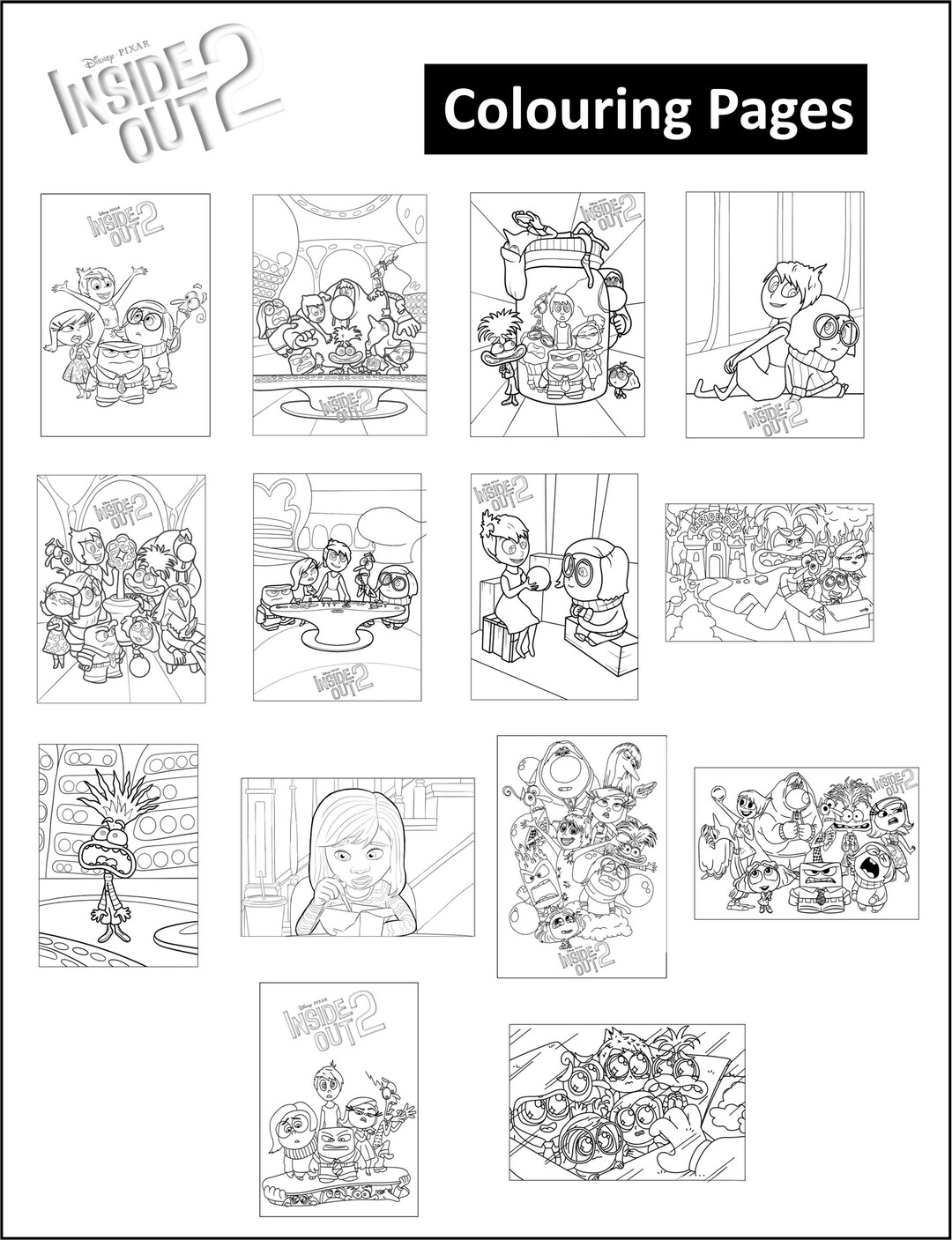 Inside Out 2 2024 Colouring Pages 14 Pages of Fun Colouring Activities