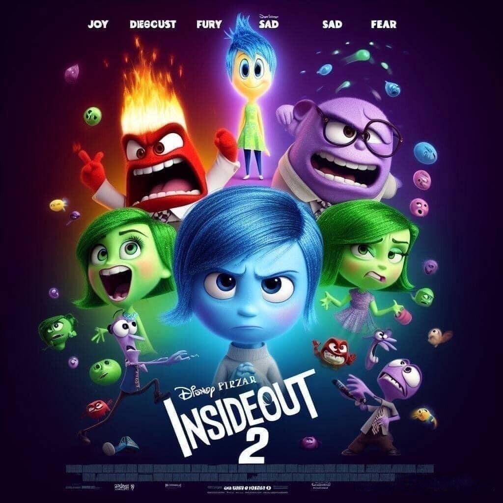 Inside Out 2, 2024 Kids Animation Emotions Movie Posters and Digital