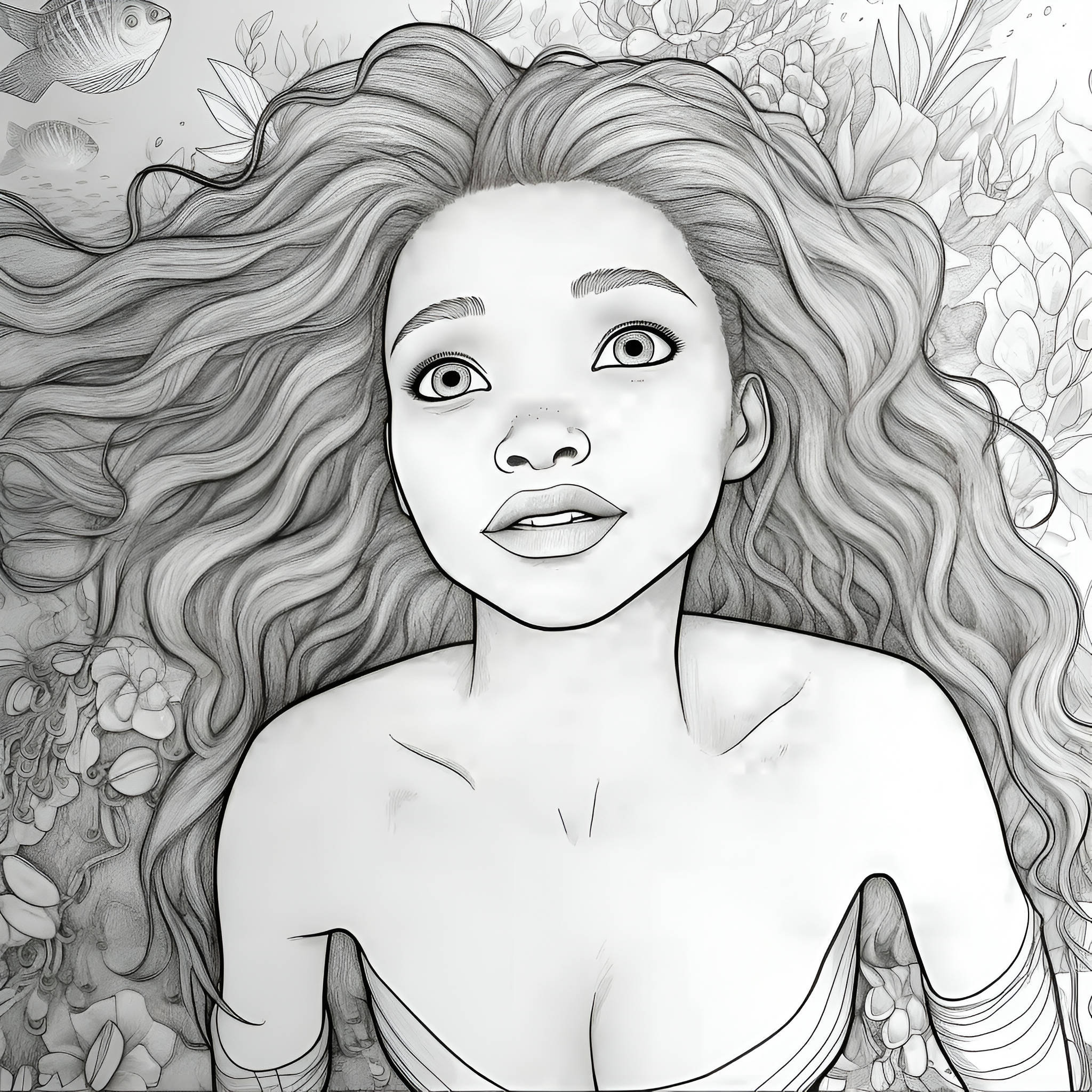 The Little Mermaid 2023 Coloring Pages Halle Bailey As Ariel This Is 