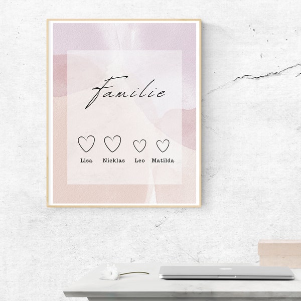 Rose painted Familien-Poster, personalisiert & digital zum selbst drucken