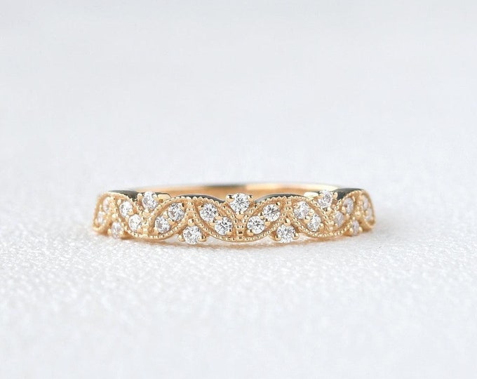 Moissanite 1.30 CT Round Cut Diamond Victorian Anniversary Band