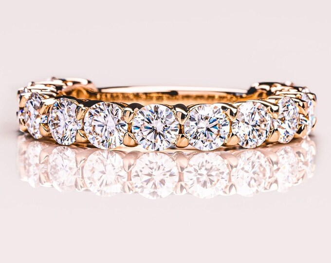 Moissanite 3.20 CT Round Cut Diamond Minimalist Engagement Band