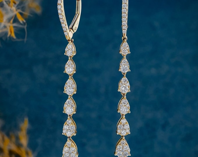 Moissanite 1.35 CT Round Cut Diamond Avant Garde Earring
