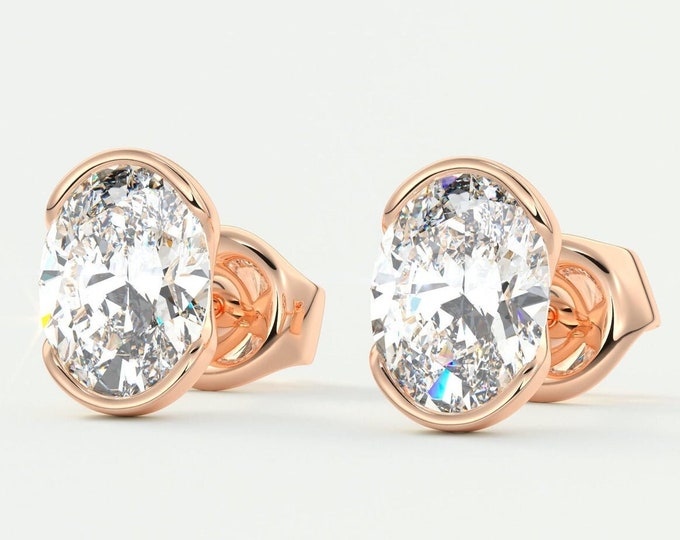 Moissanite 1.20 CT Oval Cut Diamond Brutalist Earring