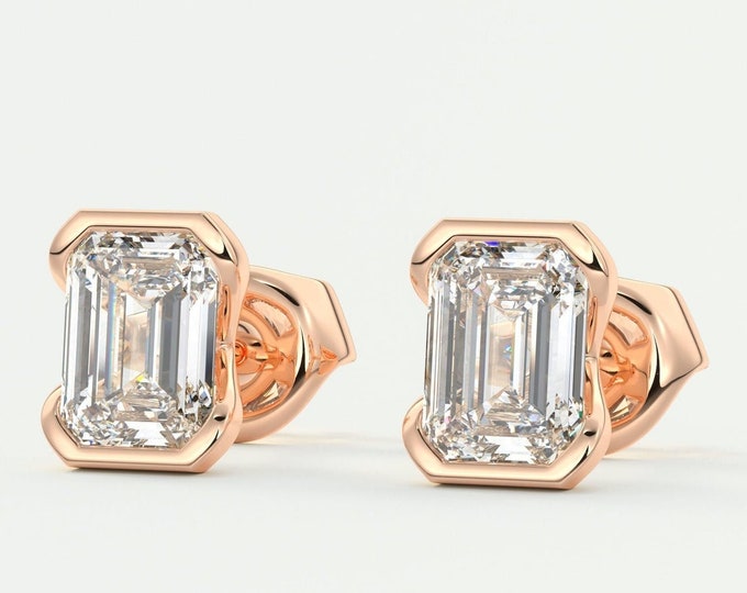 Moissanite 1.30 CT Emerald Cut Diamond Boho & Hippie Earring
