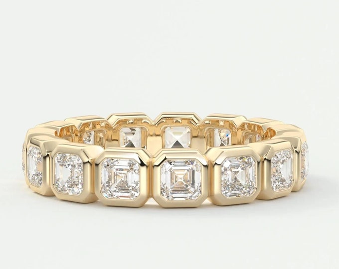 Moissanite 4.90 CT Asscher Cut Diamond Victorian Wedding Band
