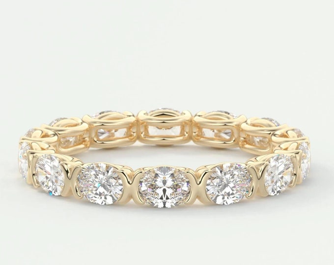 Moissanite 4.95 CT Oval Cut Diamond Avant Garde Engagement Band
