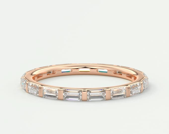 Moissanite 4.15 CT Baguette Cut Diamond Brutalist Anniversary Band