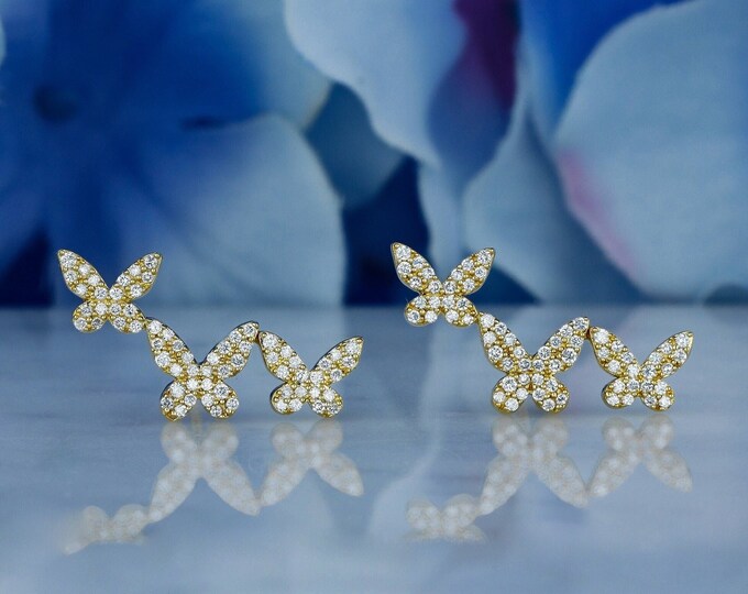 Moissanite 0.98 CT Round Cut Diamond Art Deco Earring