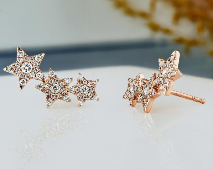 Moissanite 0.95 CT Round Cut Diamond Art Nouveau Earrings