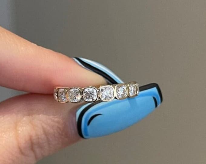 Moissanite 1.25 CT Cushion Cut Diamond Avant Garde Engagement Band