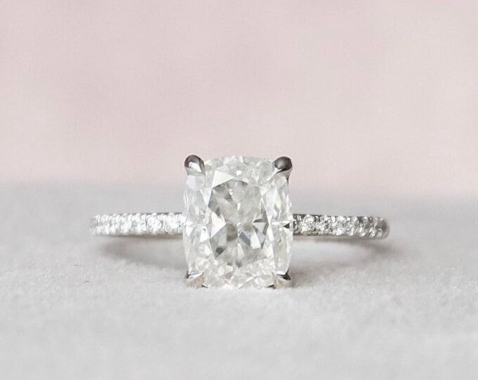 Moissanite 2.00 CT Cushion Diamond Art Nouveau Wedding Ring