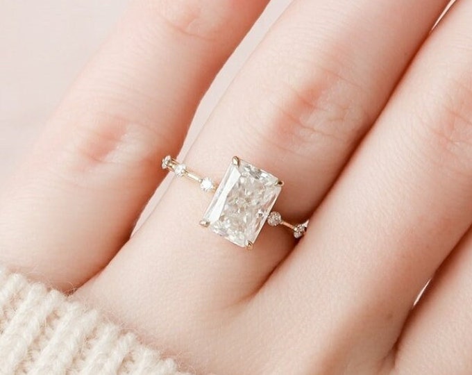 Moissanite 3.50 CT Radiant Diamond Mid-Century Anniversary Ring