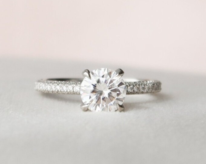 Moissanite 2.76 CT Round Cut Diamond Mid-Century Handmade Ring