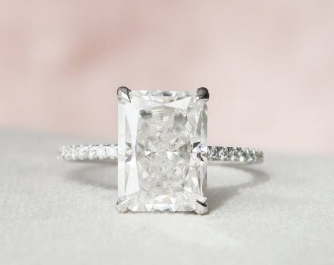 Moissanite 2.65 CT Radiant Cut Art Deco Engagement Ring