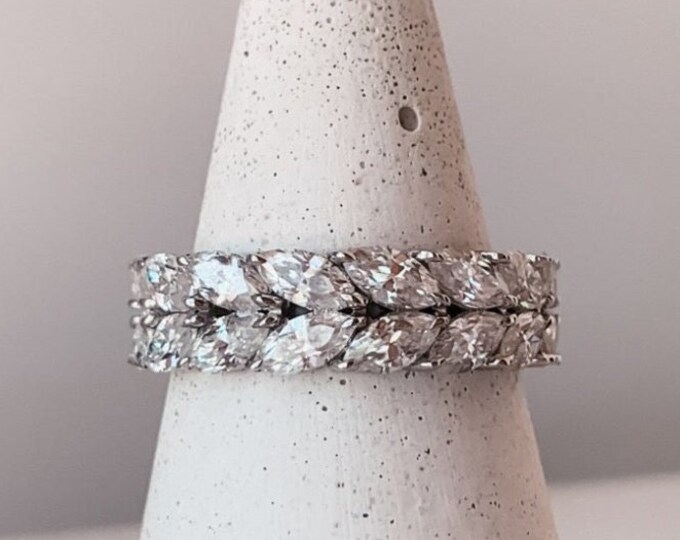 Moissanite 7.60 CT Marquise Cut Diamond Brutalist Handmade Band