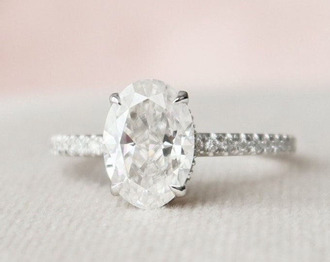 Moissanite 2.50 CT Oval Diamond Avant Garde Engagement Ring