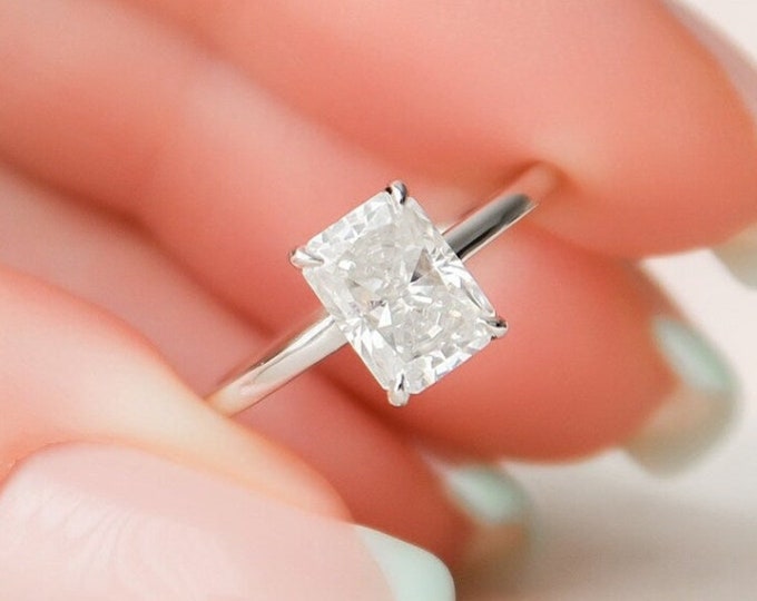 Moissanite 1.60 CT Radiant Cut Diamond Boho & Hippie Wedding Ring