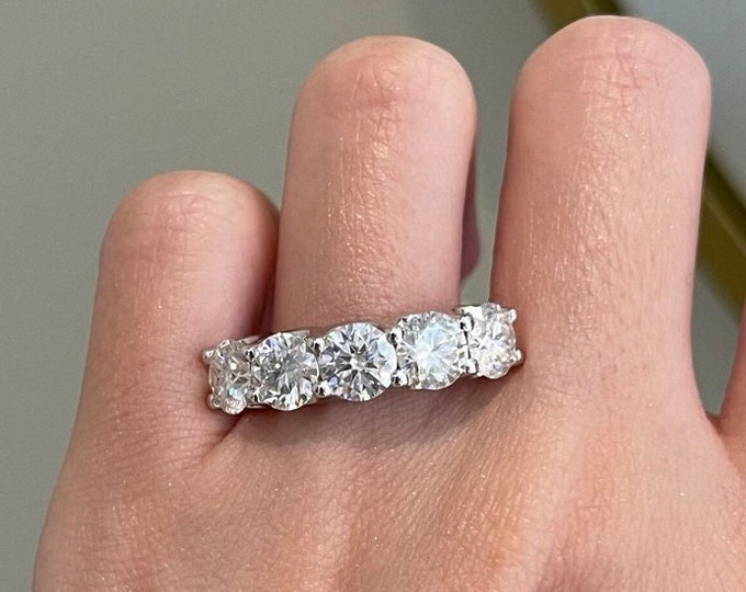 Moissanite 4.20 CT Round Cut Diamond Victorian Wedding Band