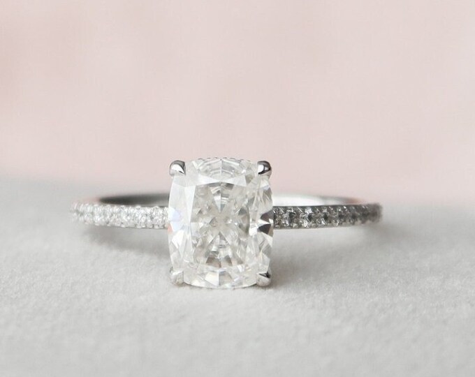 Moissanite 2.00 CT Cushion Diamond Brutalist Handmade Ring