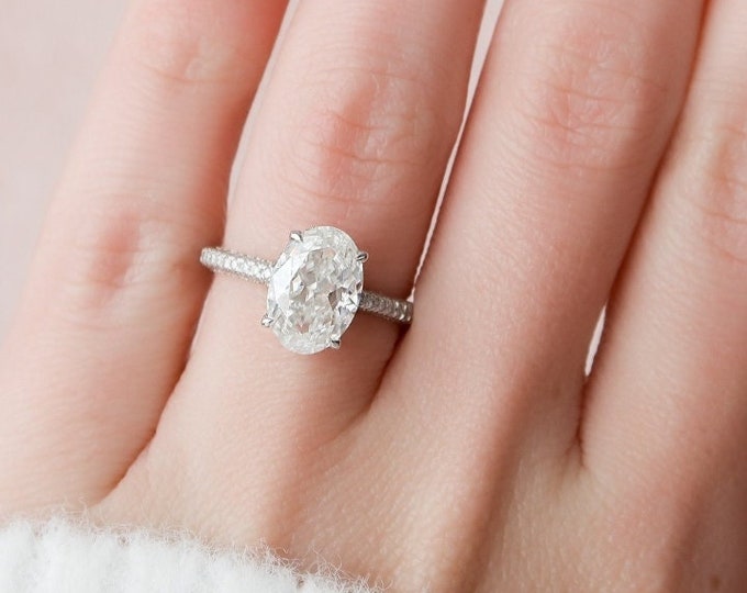 Moissanite 3.00 CT Oval Diamond Art Nouveau Wedding Ring