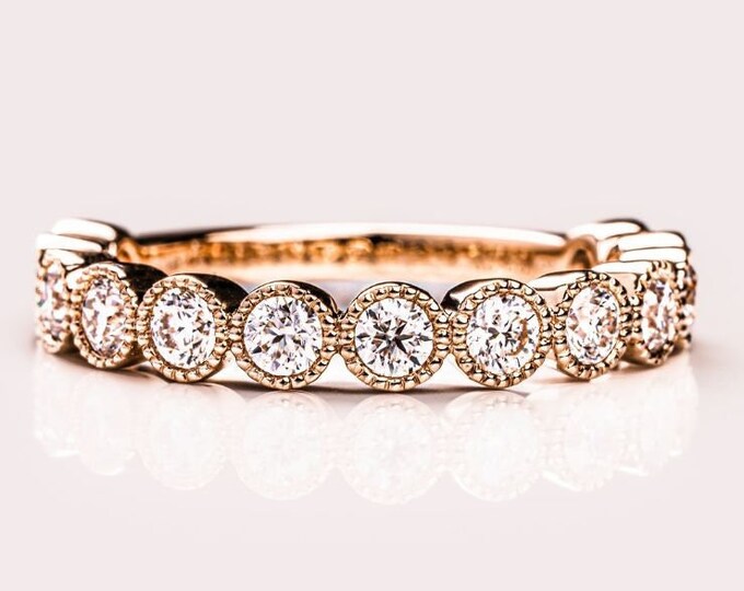 Moissanite 1.50 CT Round Cut Diamond Gothic Anniversary Band