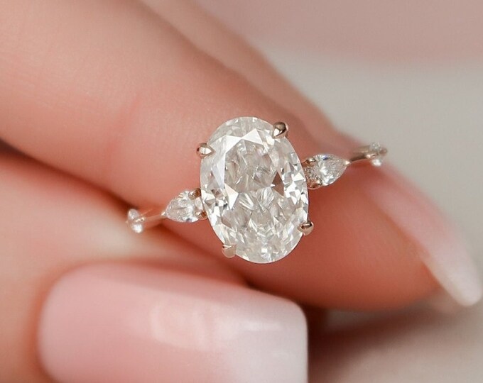Moissanite 2.95 CT Oval Cut Diamond Edwardian Handmade Ring
