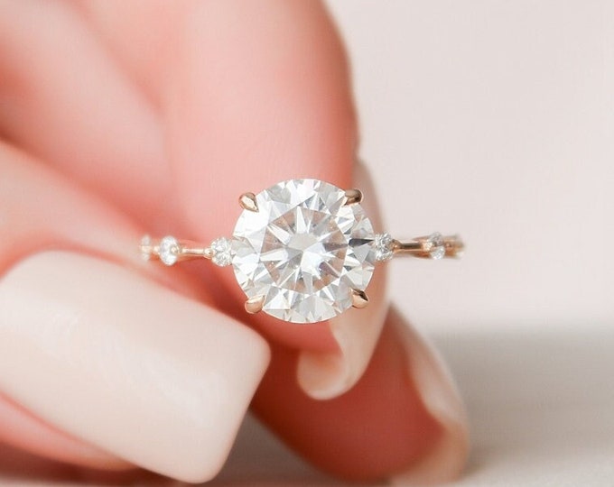 Moissanite 2.77 CT Round Cut Diamond Art Deco Wedding Ring