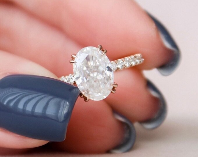 Moissanite 1.73 CT Oval Cut Diamond Minimalist Handmade Ring
