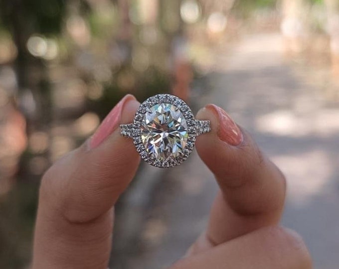 Moissanite 3.68 CT Oval Cut Brutalist Handmade Ring