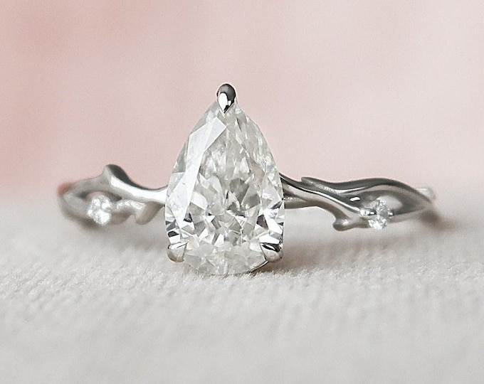 Moissanite 2.70 CT Pear Diamond Victorian Anniversary Ring