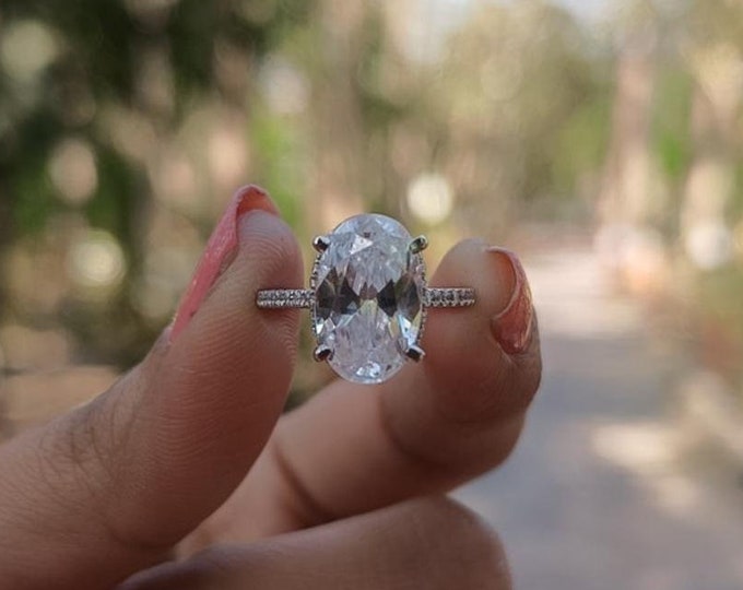Moissanite 2.90 CT Oval Cut Mid-Century Handmade Ring