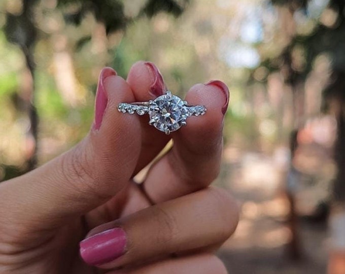 Moissanite 2.44 CT Round Cut Art Nouveau Engagement Ring
