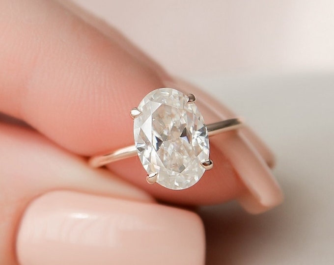 Moissanite 2.85 CT Oval Cut Diamond Avant Garde Handmade Ring
