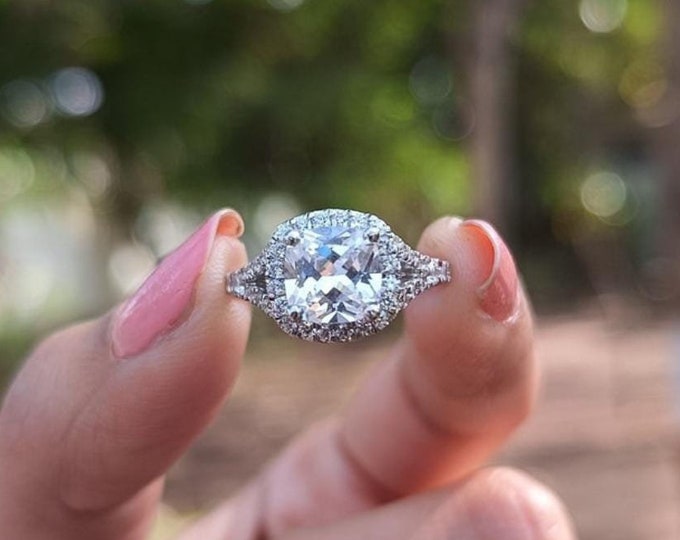 Moissanite 2.71 CT Cushion Cut Edwardian Wedding Ring