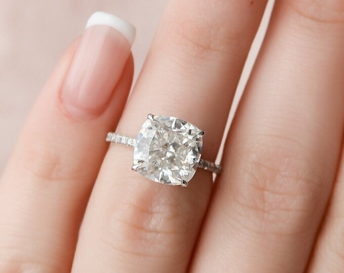 Moissanite 3.15 CT Cushion Cut Diamond Boho & Hippie Anniversary Ring