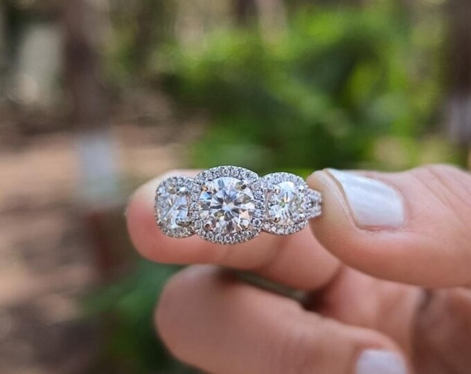 Moissanite 1.20 CT Round Cut Gothic Handmade Ring