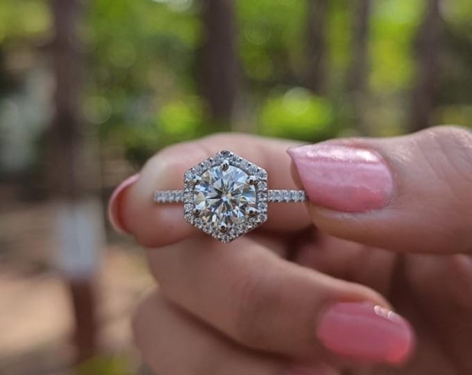 Moissanite 1.80 CT Round Cut Gothic Anniversary Ring