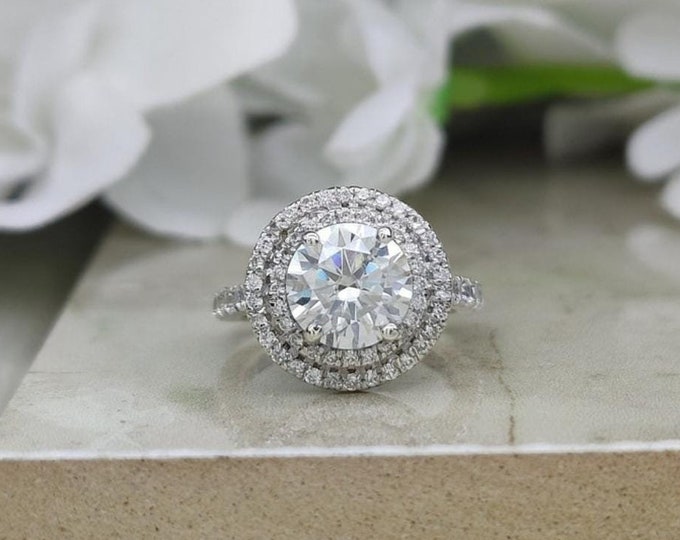 Moissanite 2.00 CT Round Cut Victorian Engagement Ring